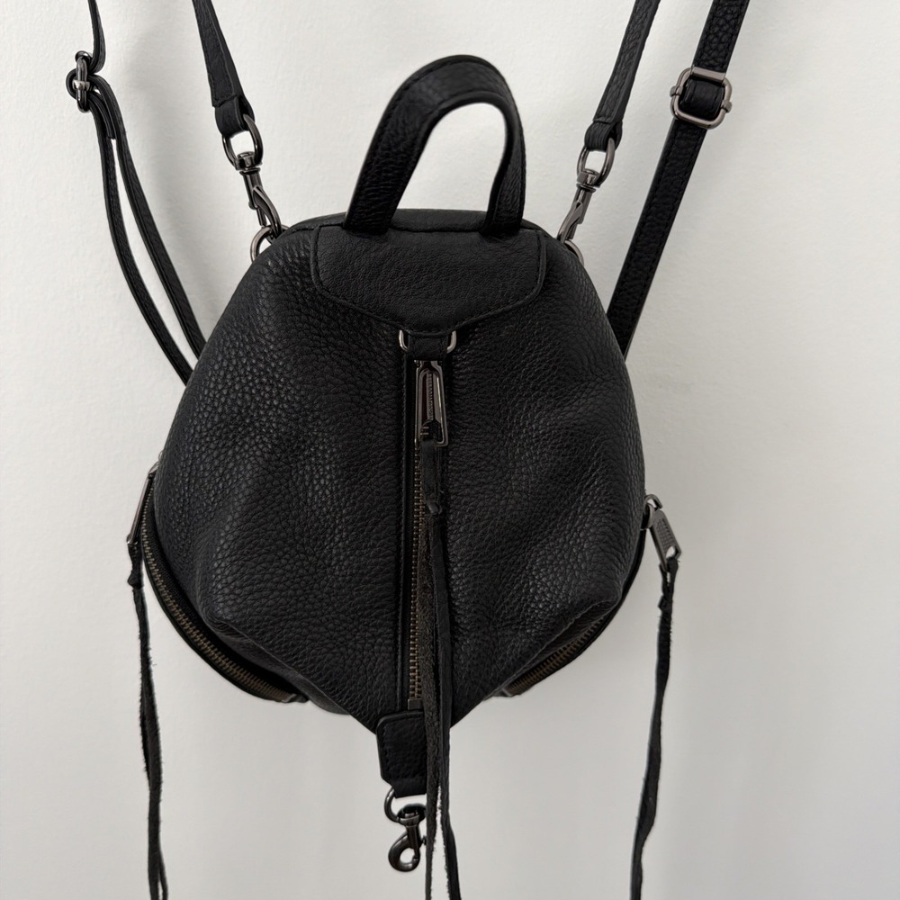 Rebecca Minkoff Julian Backpack Women Medium Black NWOT Pebbled Leather Tassel - Picture 2 of 11